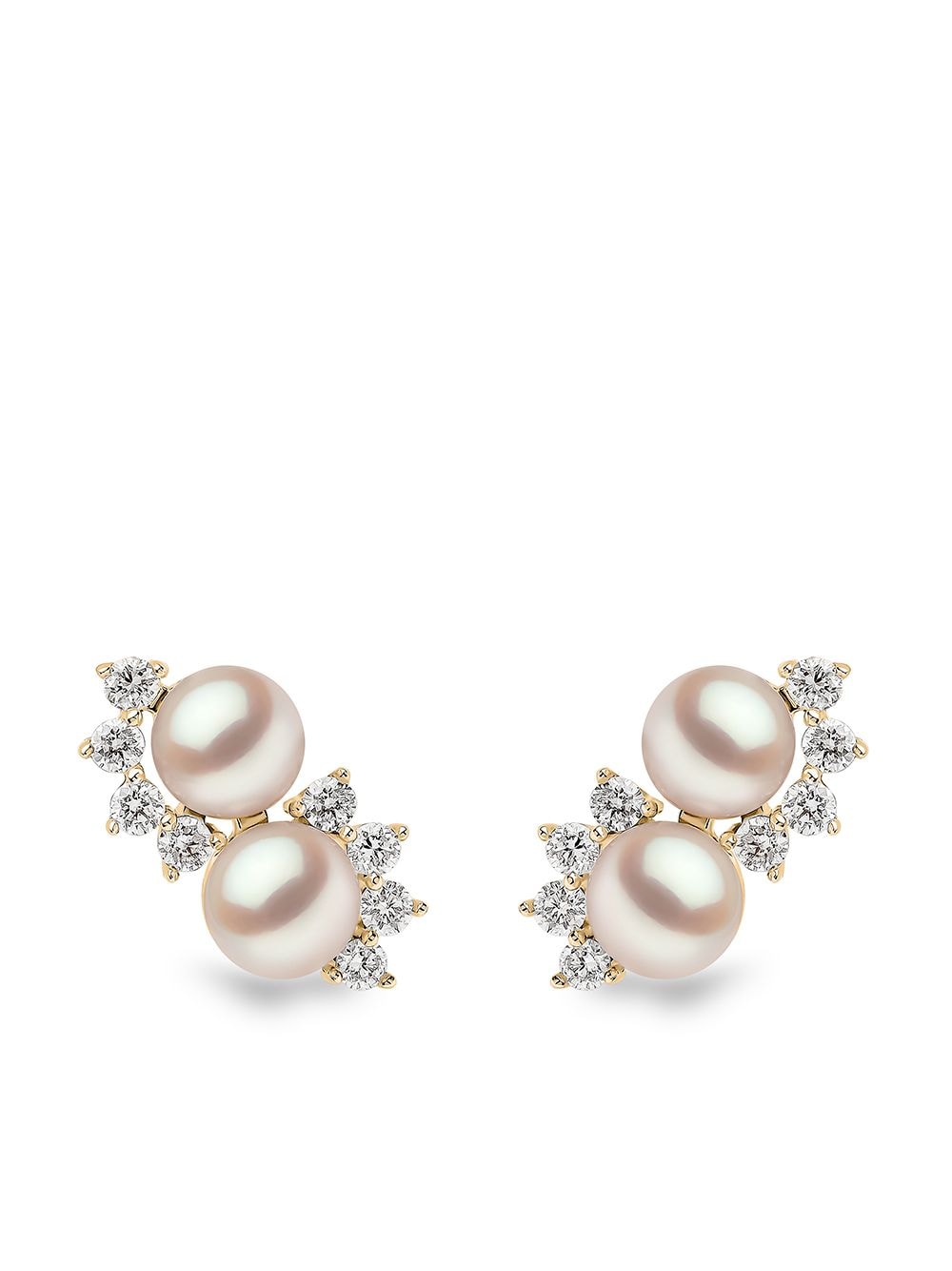 Yoko London 18kt yellow gold Sleek Akoya pearl diamond stud earrings von Yoko London