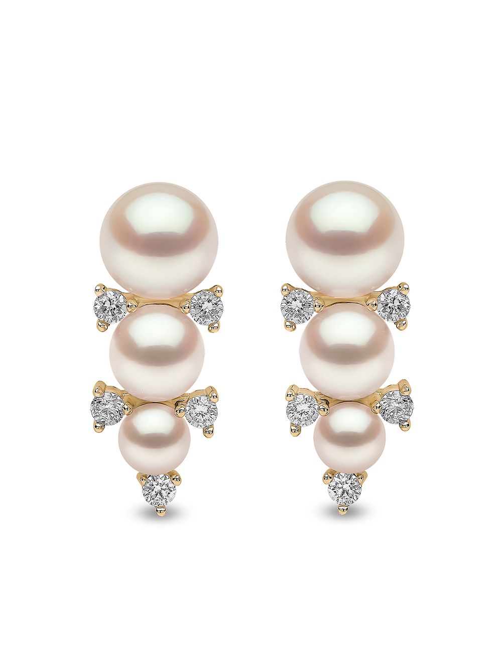 Yoko London 18kt yellow gold Sleek akoya pearl diamond stud earrings von Yoko London