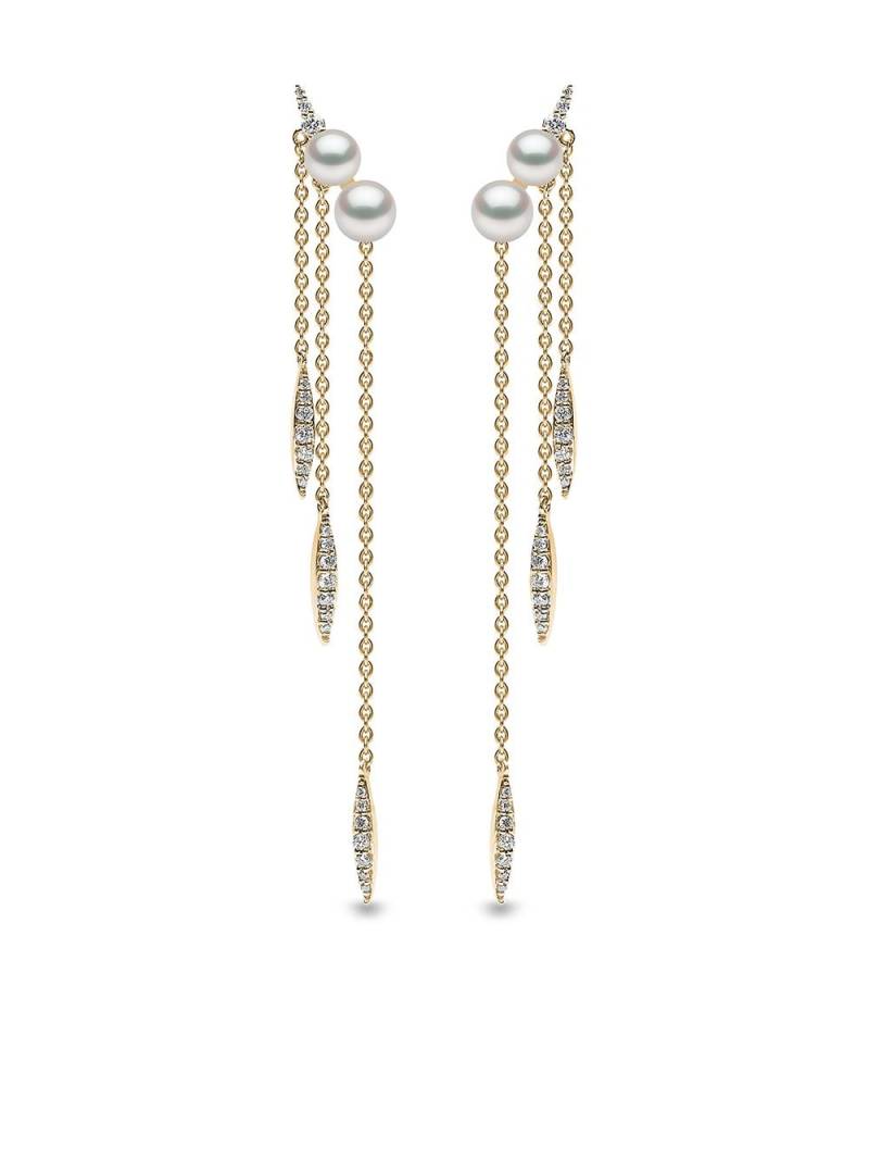 Yoko London 18kt yellow gold Trend freshwater pearl and diamond chain earrings von Yoko London