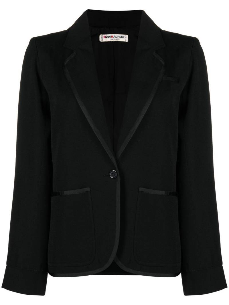Saint Laurent Pre-Owned 1970s contrasting trim notched lapels blazer - Black von Saint Laurent Pre-Owned