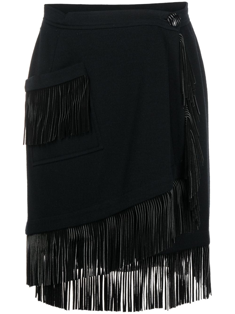 Saint Laurent Pre-Owned 1970s fringed wool skirt - Black von Saint Laurent Pre-Owned