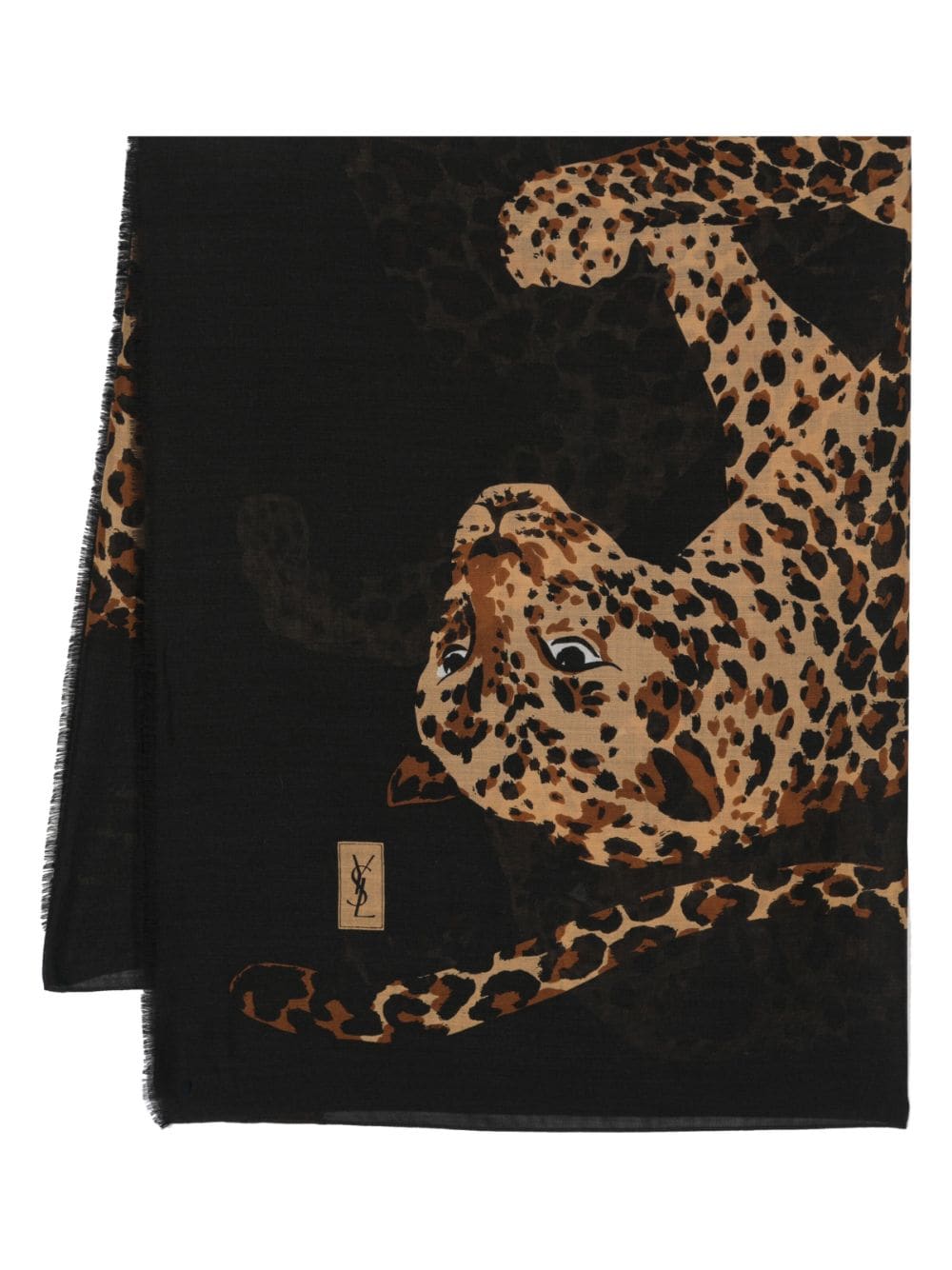 Saint Laurent Pre-Owned 1970s leopard print silk scarf - Brown von Saint Laurent Pre-Owned