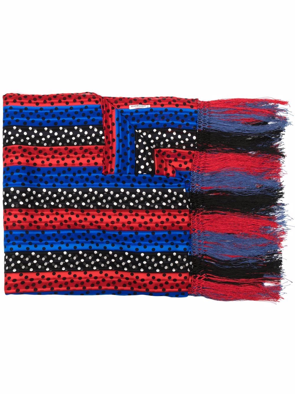Saint Laurent Pre-Owned 1980s polka dot fringed silk scarf - Black von Saint Laurent Pre-Owned