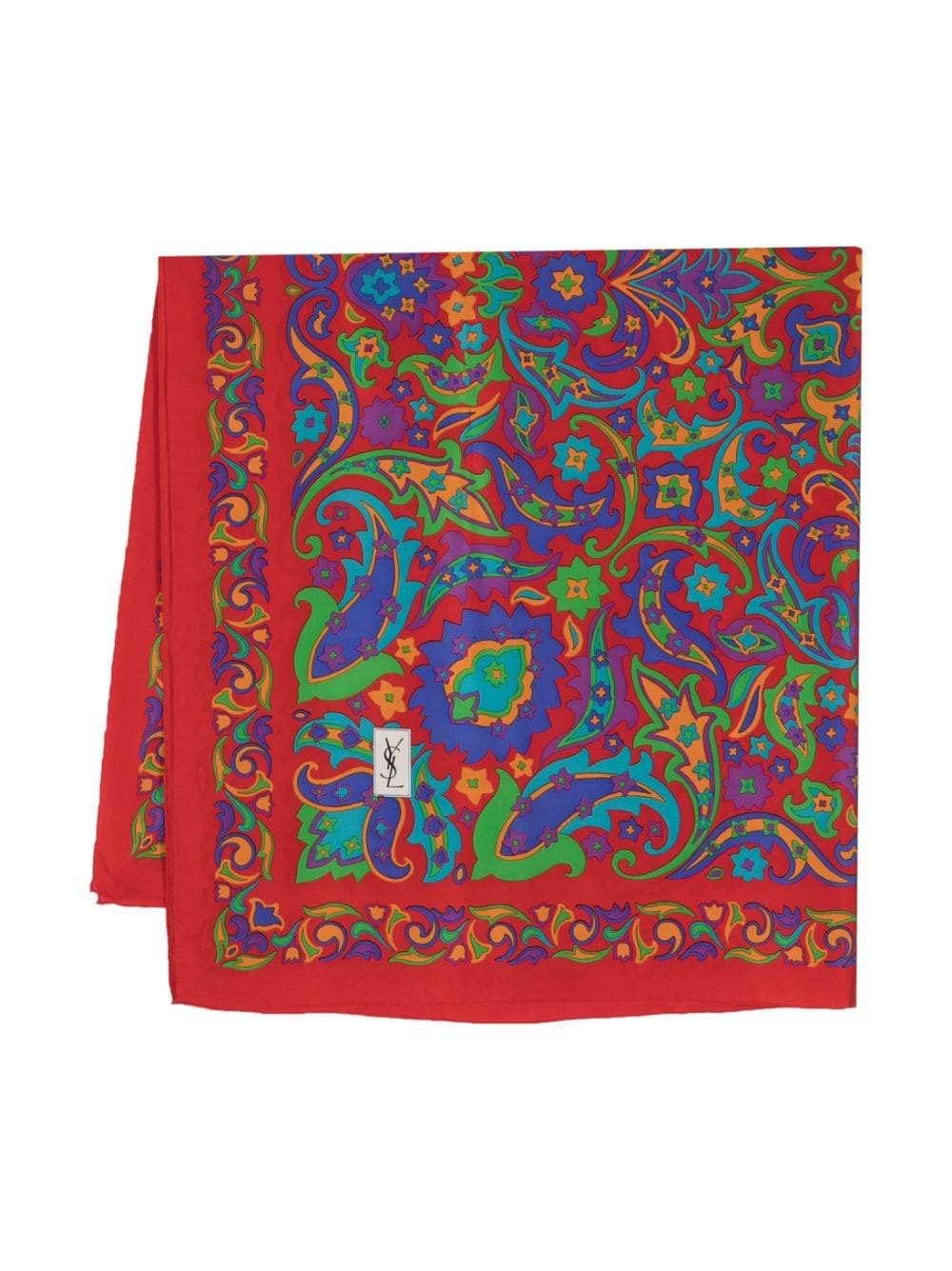 Saint Laurent Pre-Owned 1990s floral paisley-print silk scarf - Red von Saint Laurent Pre-Owned