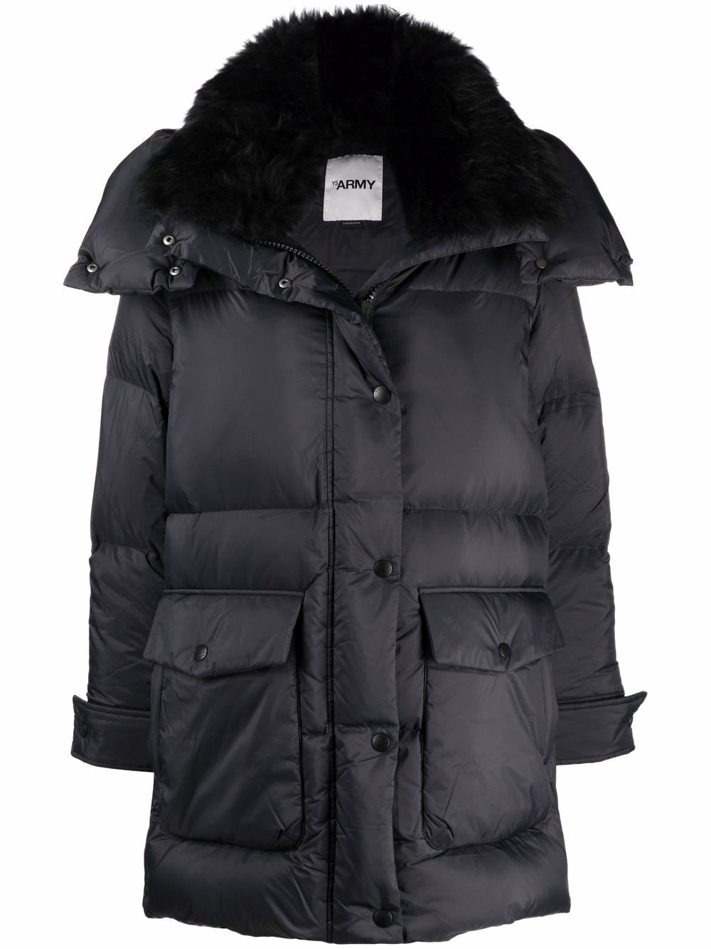 Yves Salomon lambswool-trim hooded down jacket - Black von Yves Salomon