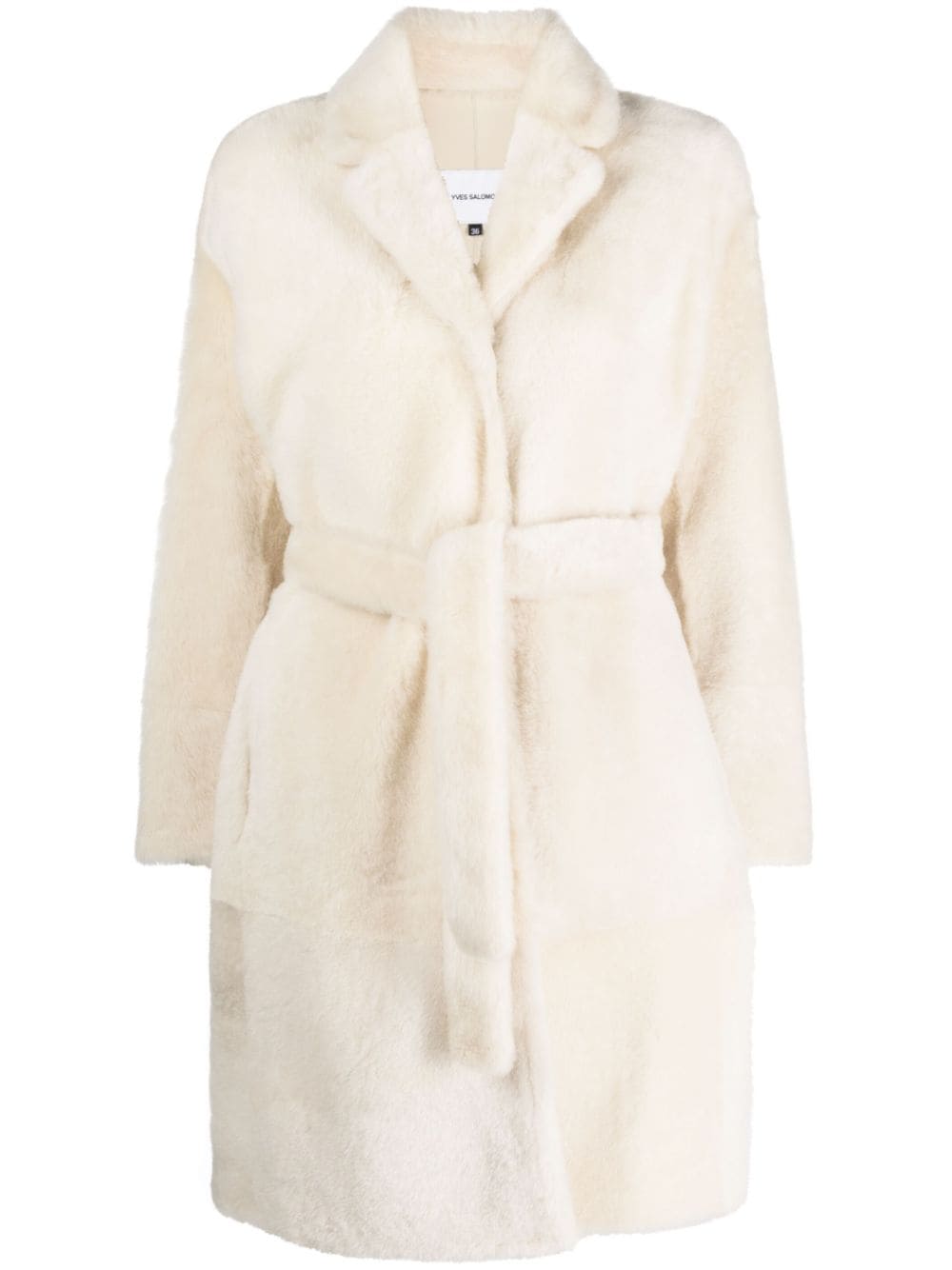 Yves Salomon belted single-breasted coat - White von Yves Salomon