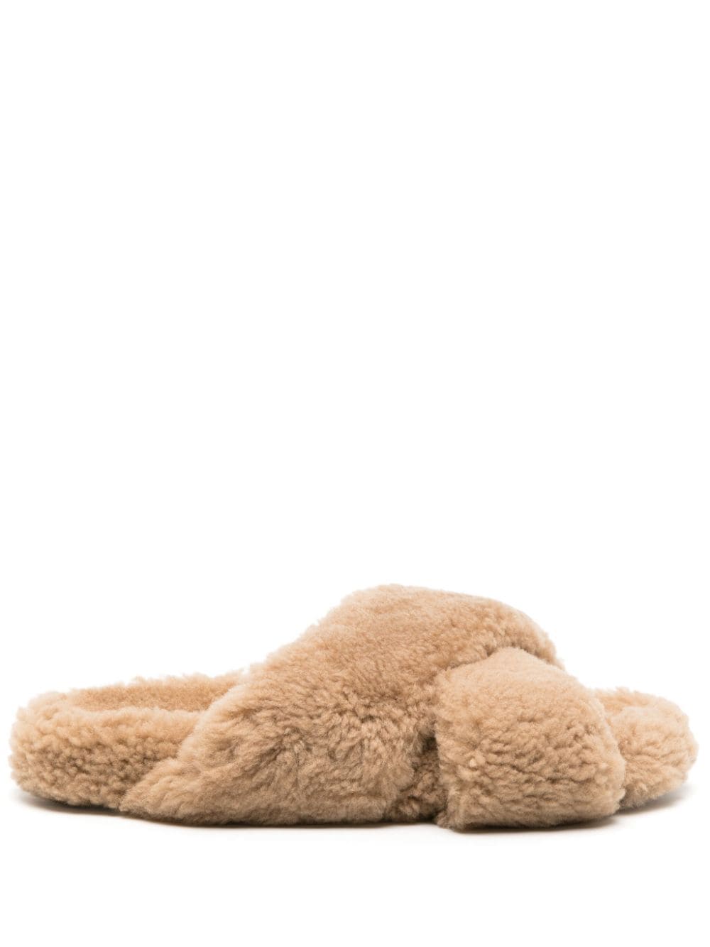 Yves Salomon crossover-strap faux-shearling slippers - Neutrals von Yves Salomon