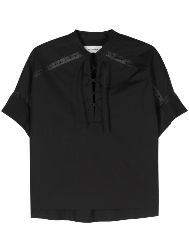 Yves Salomon leather-trim blouse - Black von Yves Salomon