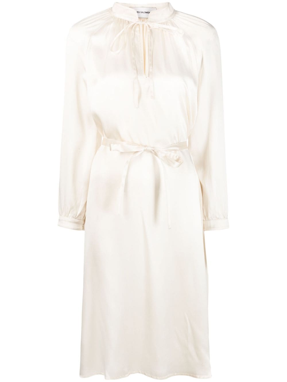 Yves Salomon long-sleeve wraparound silk dress - Neutrals von Yves Salomon