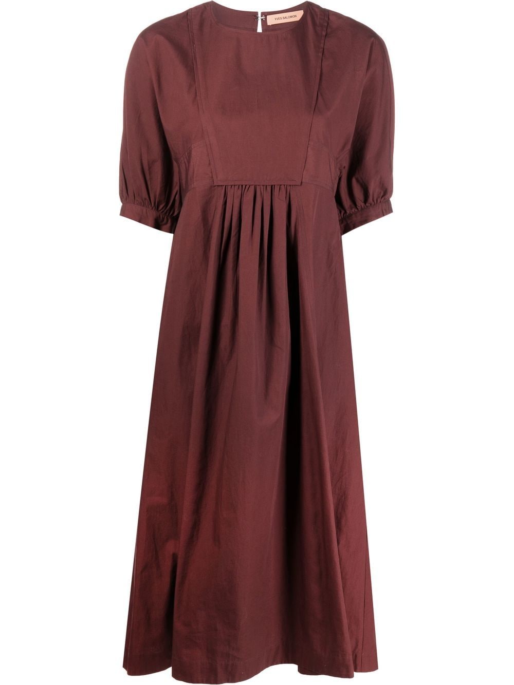 Yves Salomon pleat detail puff sleeve dress - Brown von Yves Salomon