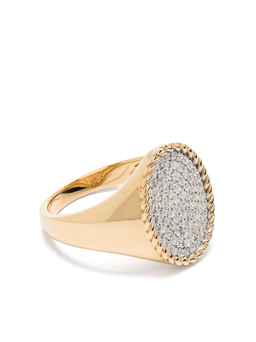 Yvonne Léon 18kt yellow gold Chevalière Ovale diamond signet ring von Yvonne Léon