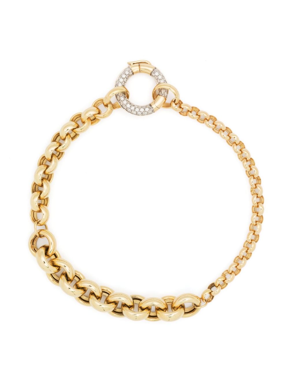 Yvonne Léon 18kt yellow gold Jaseron diamond chain bracelet von Yvonne Léon