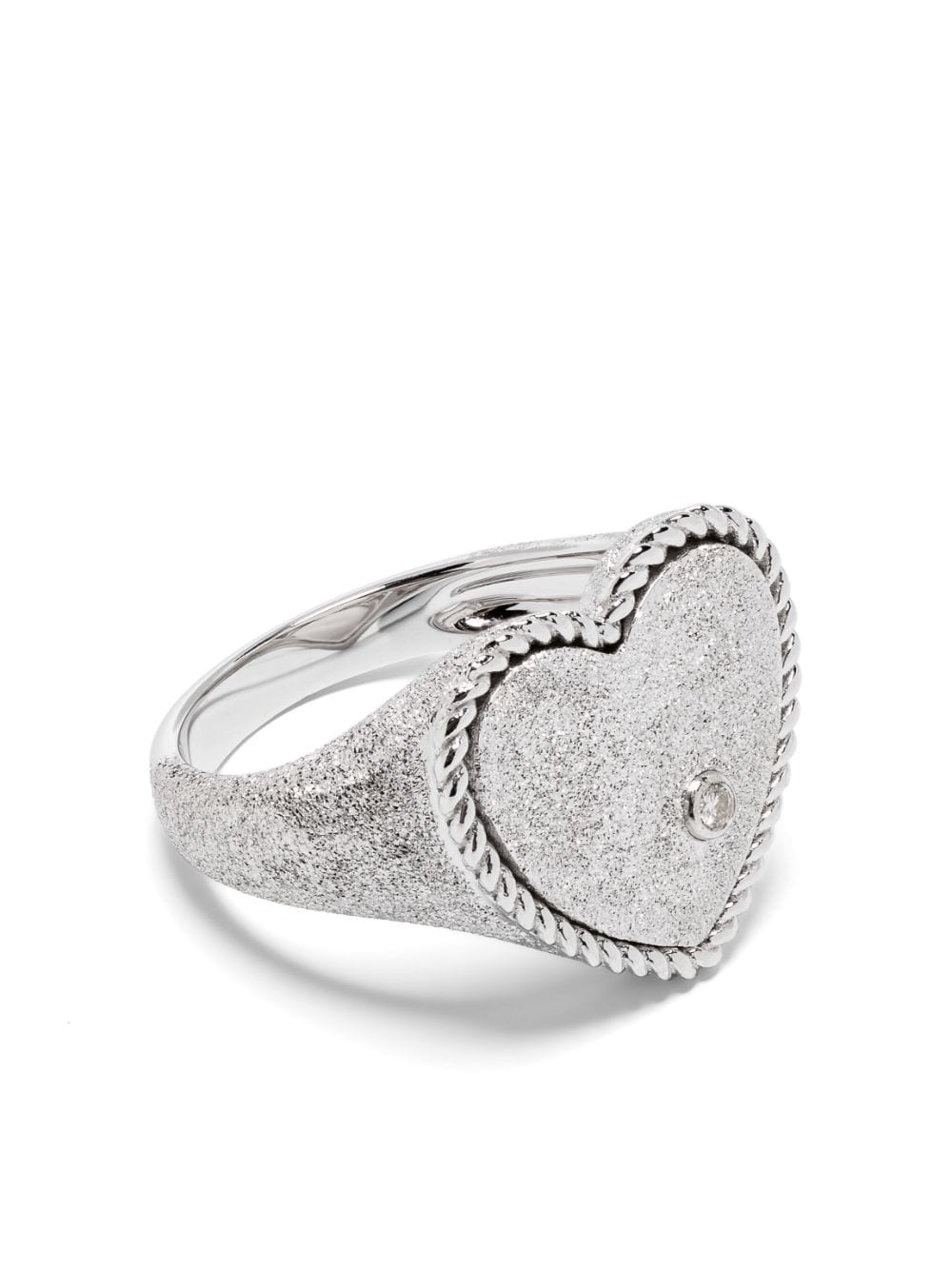 Yvonne Léon 9kt white gold Chevalière Coeur Pailletée signet ring - Silver von Yvonne Léon