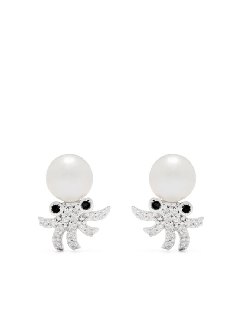 Yvonne Léon 9kt white gold Paire De Puces Octopuss Or Blanc diamond earrings von Yvonne Léon