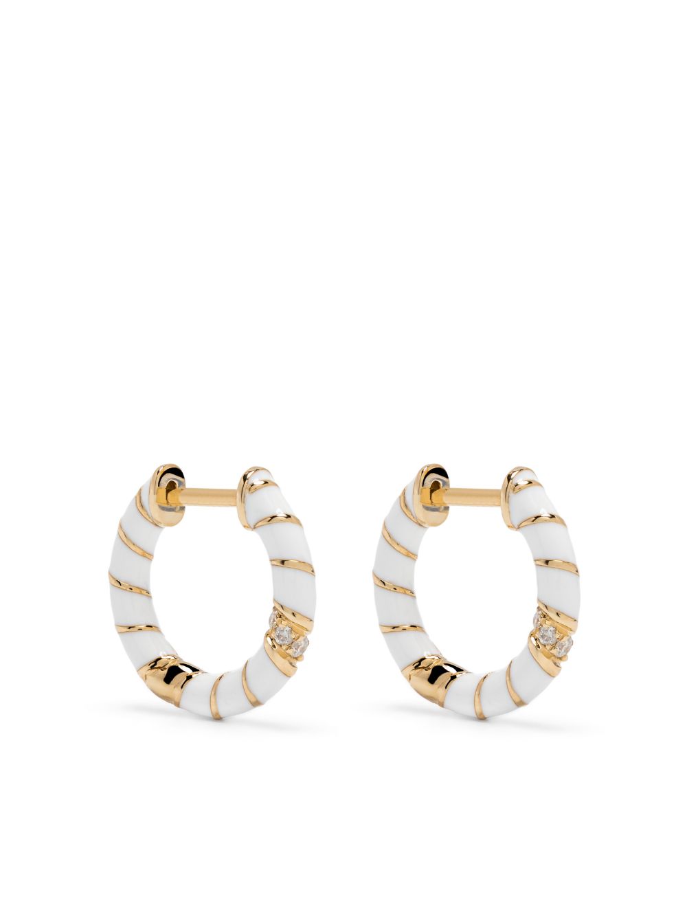 Yvonne Léon 9kt yellow gold Paire De Créoles diamond hoop earrings von Yvonne Léon