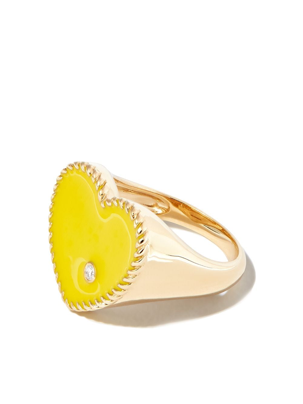 Yvonne Léon 9kt yellow gold enamel and diamond signet ring von Yvonne Léon