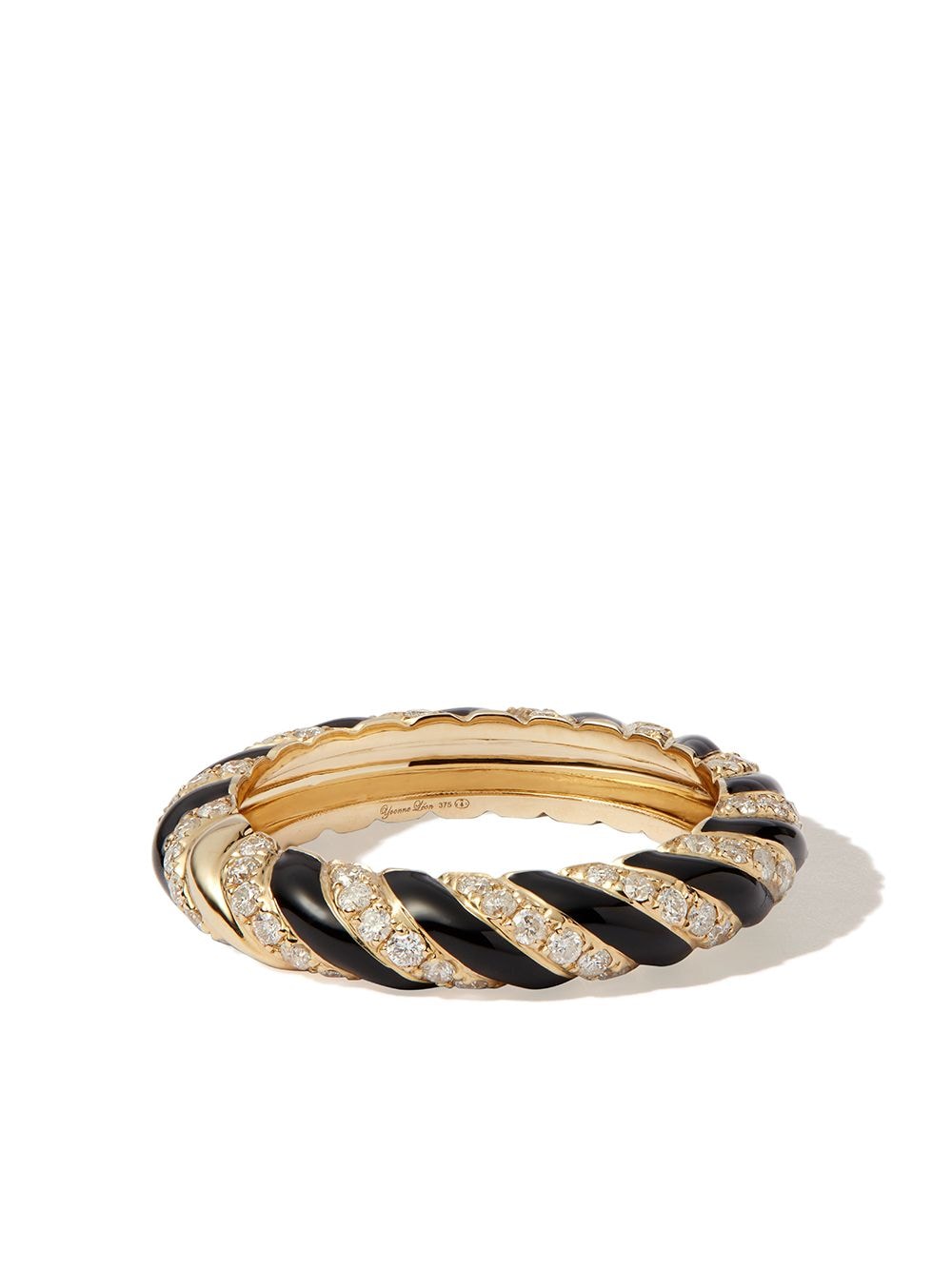 Yvonne Léon 9kt yellow gold twisted diamond enamel band ring von Yvonne Léon