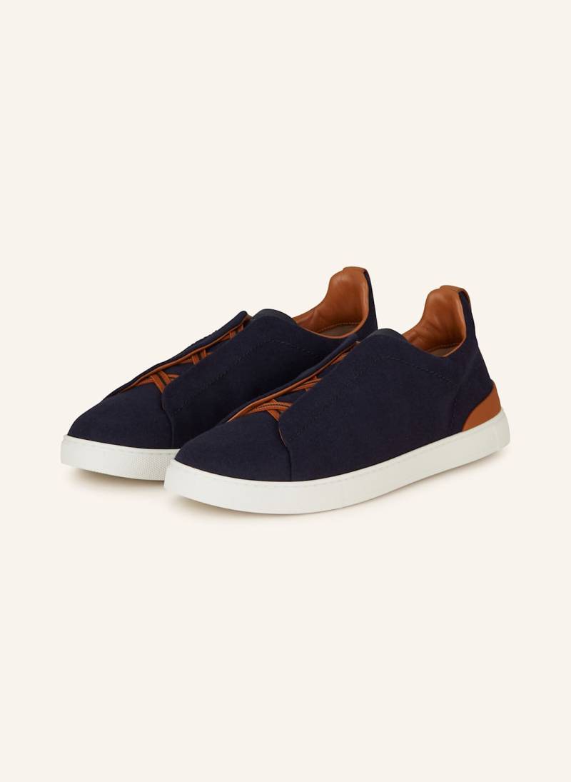 Zegna Slip-On-Sneaker Triple Stitch blau von ZEGNA