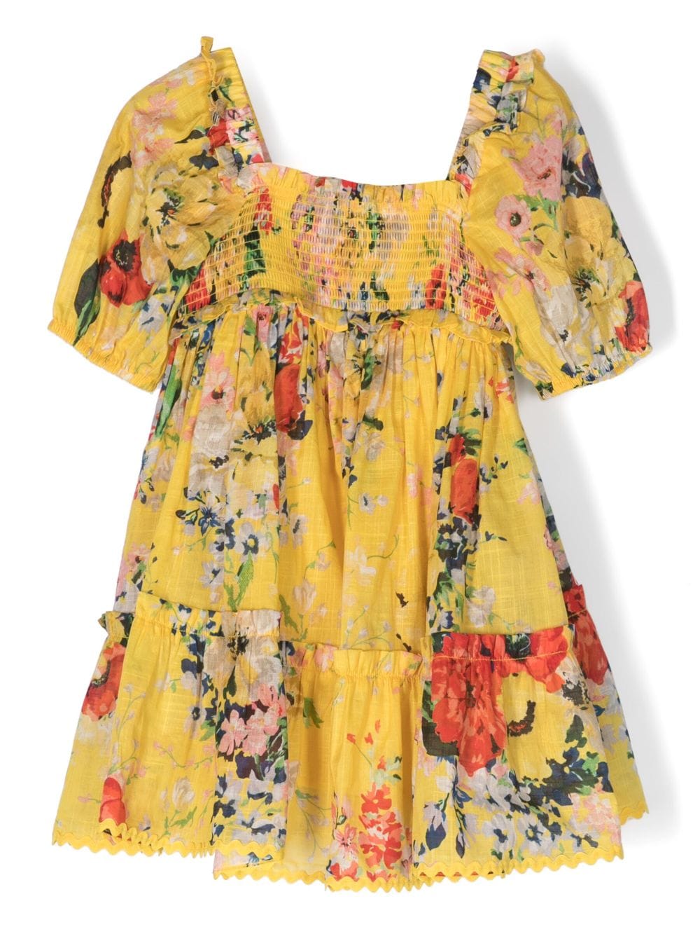 ZIMMERMANN Kids Alight shirred floral-print dress - Yellow von ZIMMERMANN Kids