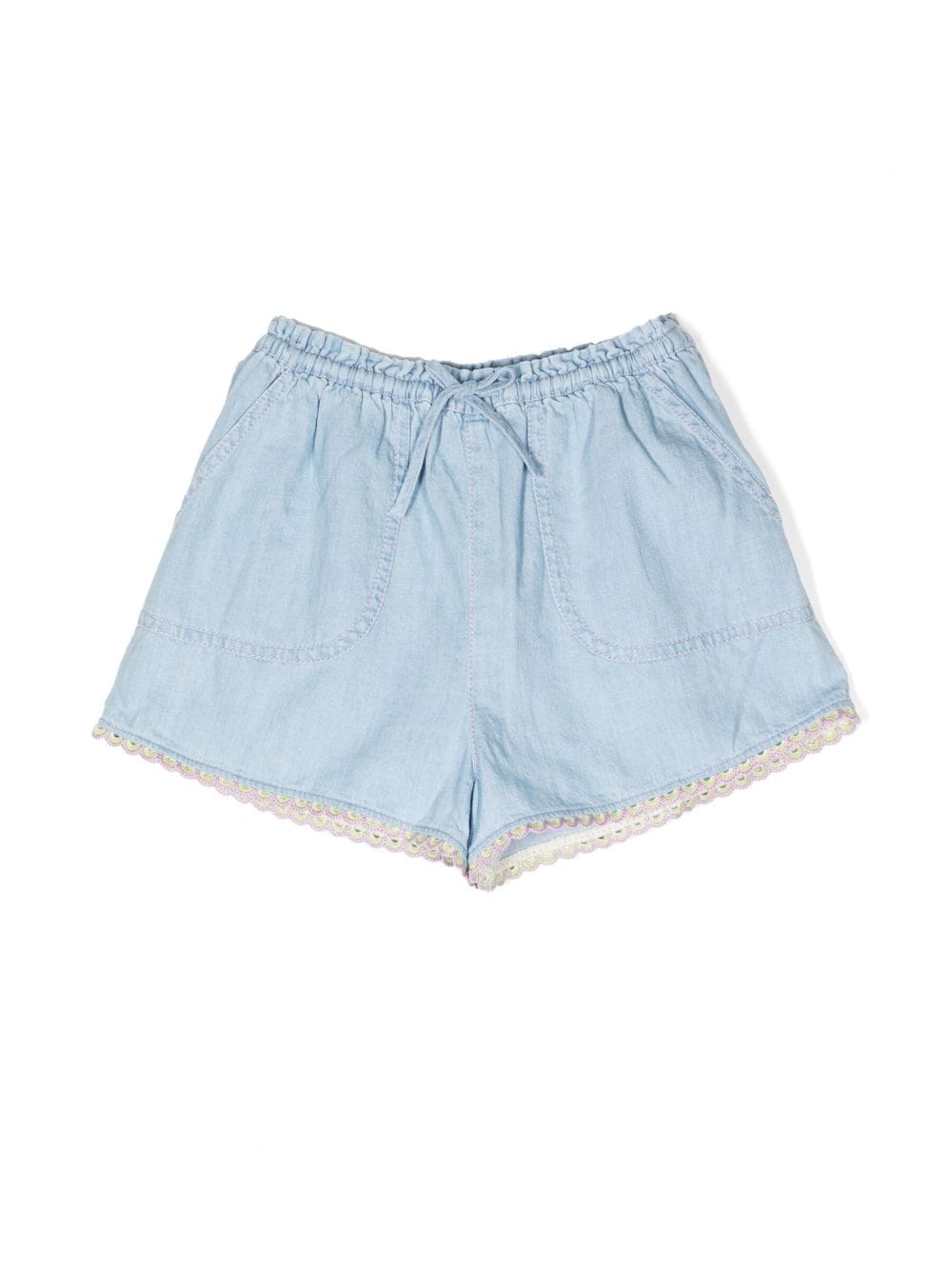 ZIMMERMANN Kids Halcyon patch-detail denim shorts - Blue von ZIMMERMANN Kids