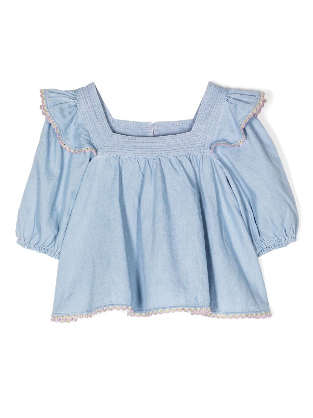 ZIMMERMANN Kids Halcyon smocked denim blouse - Blue von ZIMMERMANN Kids