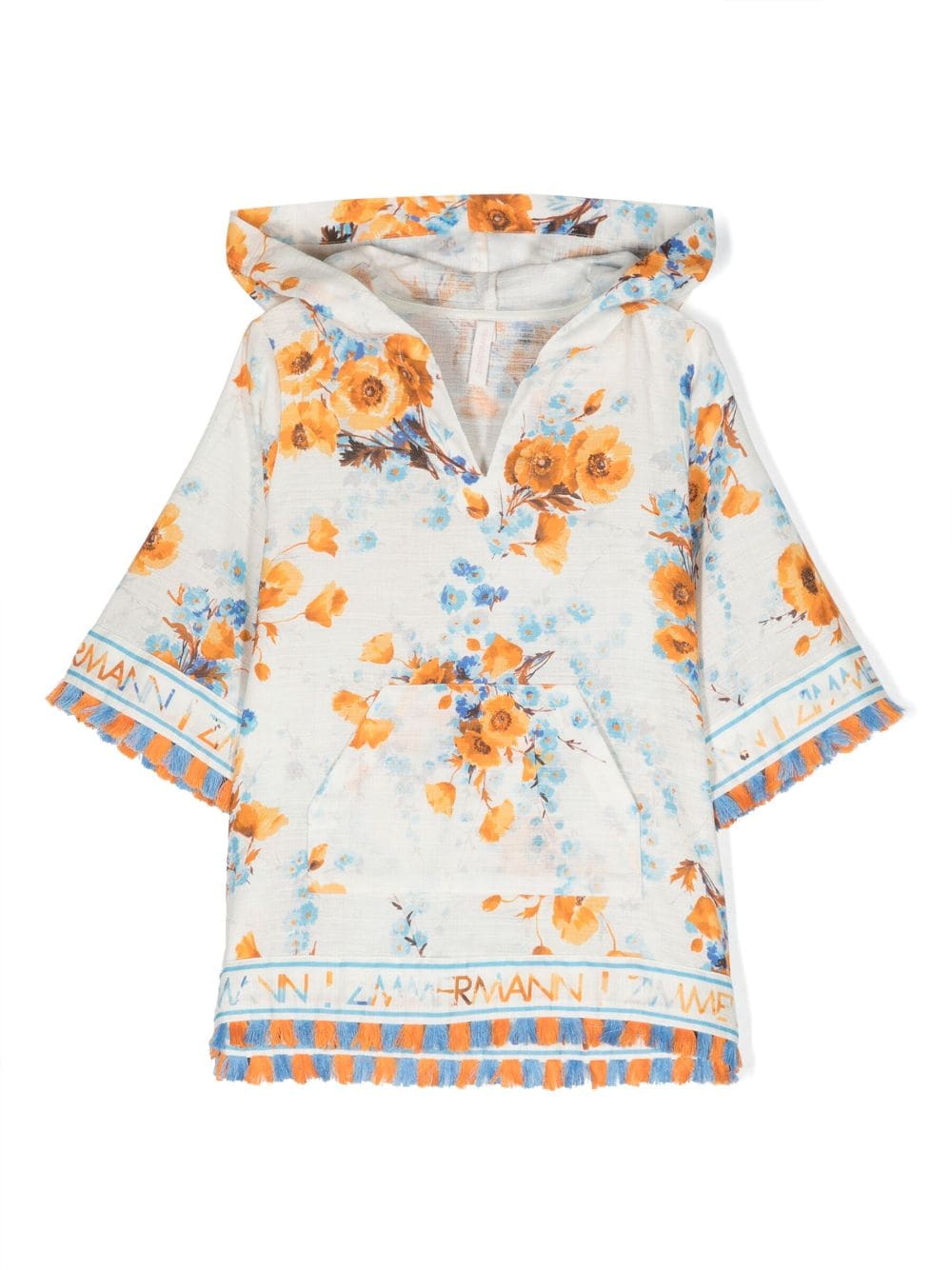 ZIMMERMANN Kids floral-print hooded dress - White von ZIMMERMANN Kids