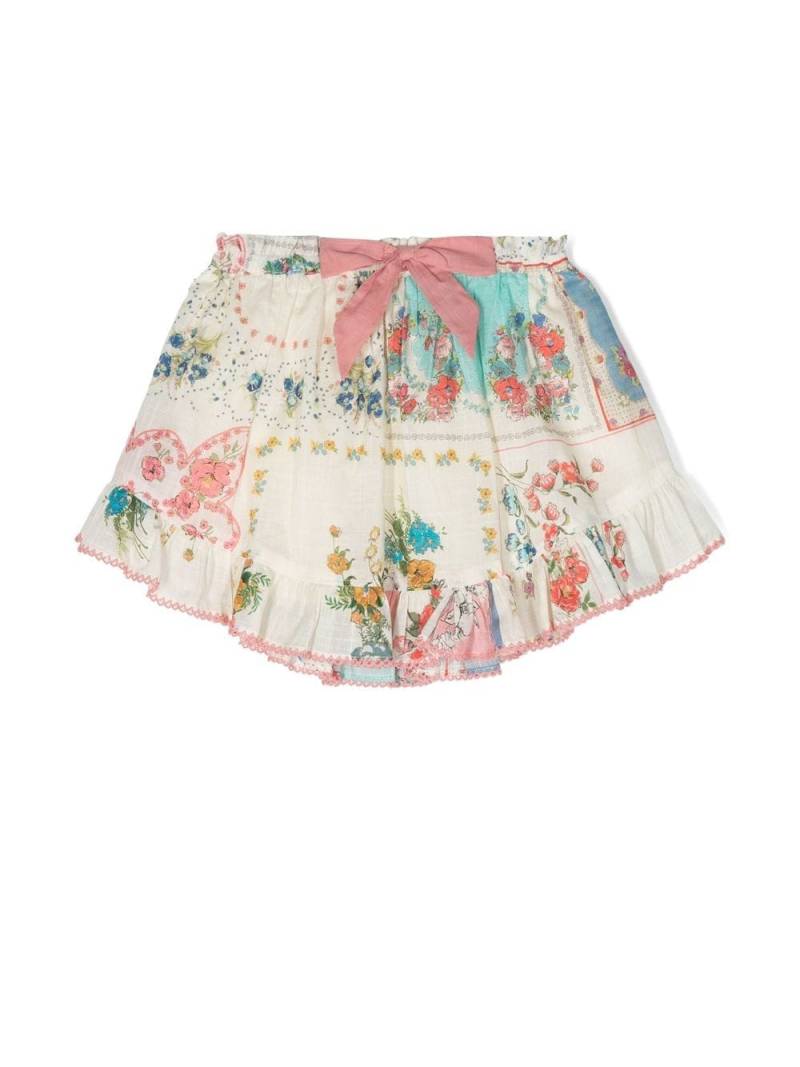 ZIMMERMANN Kids floral-print ruffle mini skirt - Neutrals von ZIMMERMANN Kids