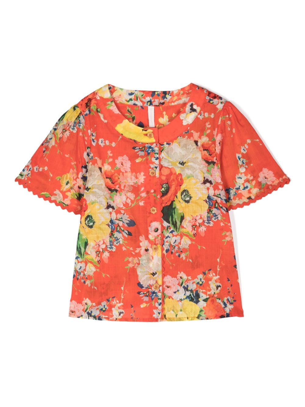 ZIMMERMANN Kids floral-print short-sleeved shirt - Red von ZIMMERMANN Kids