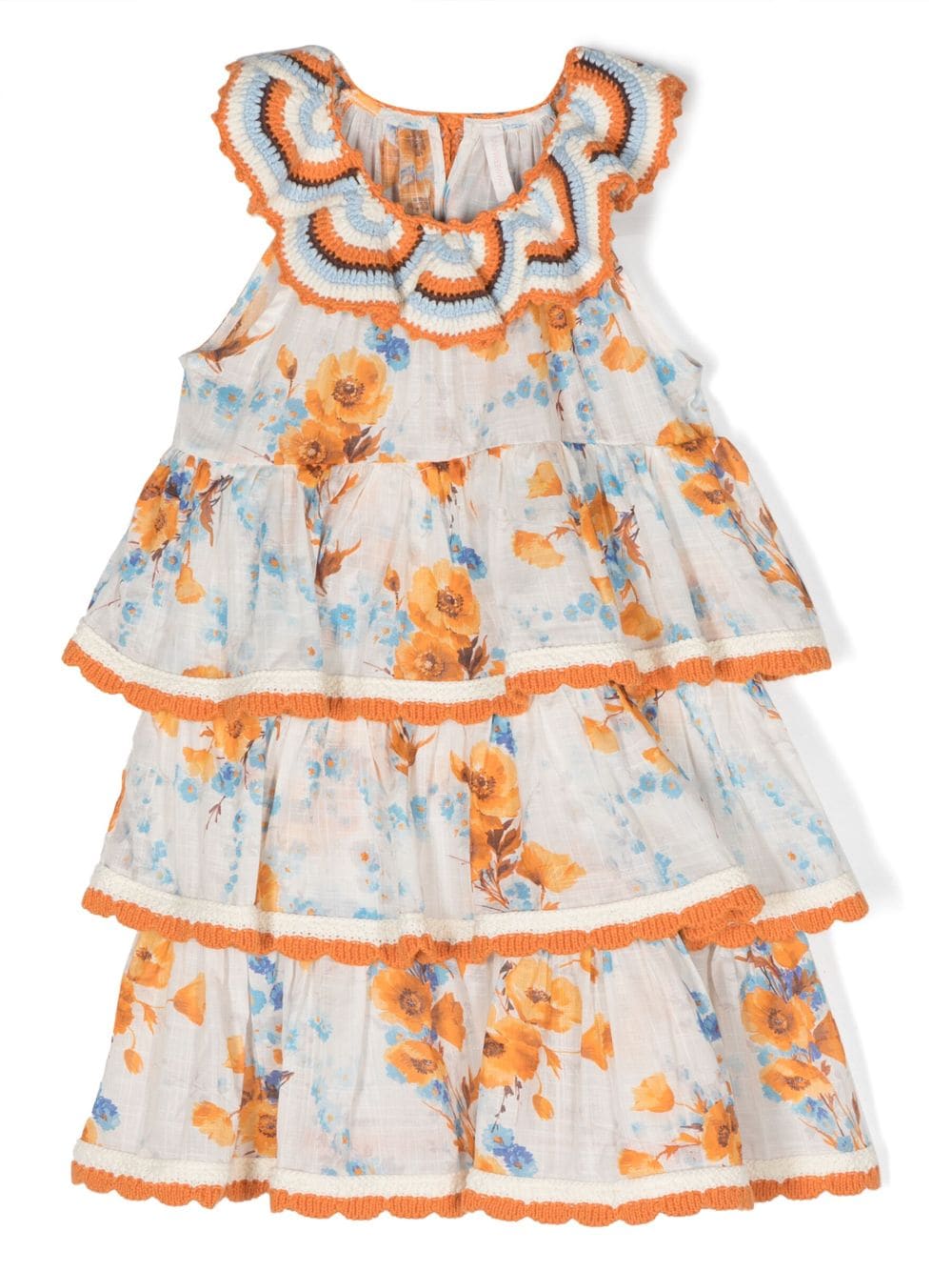 ZIMMERMANN Kids knitted-detail floral-print dress - Orange von ZIMMERMANN Kids