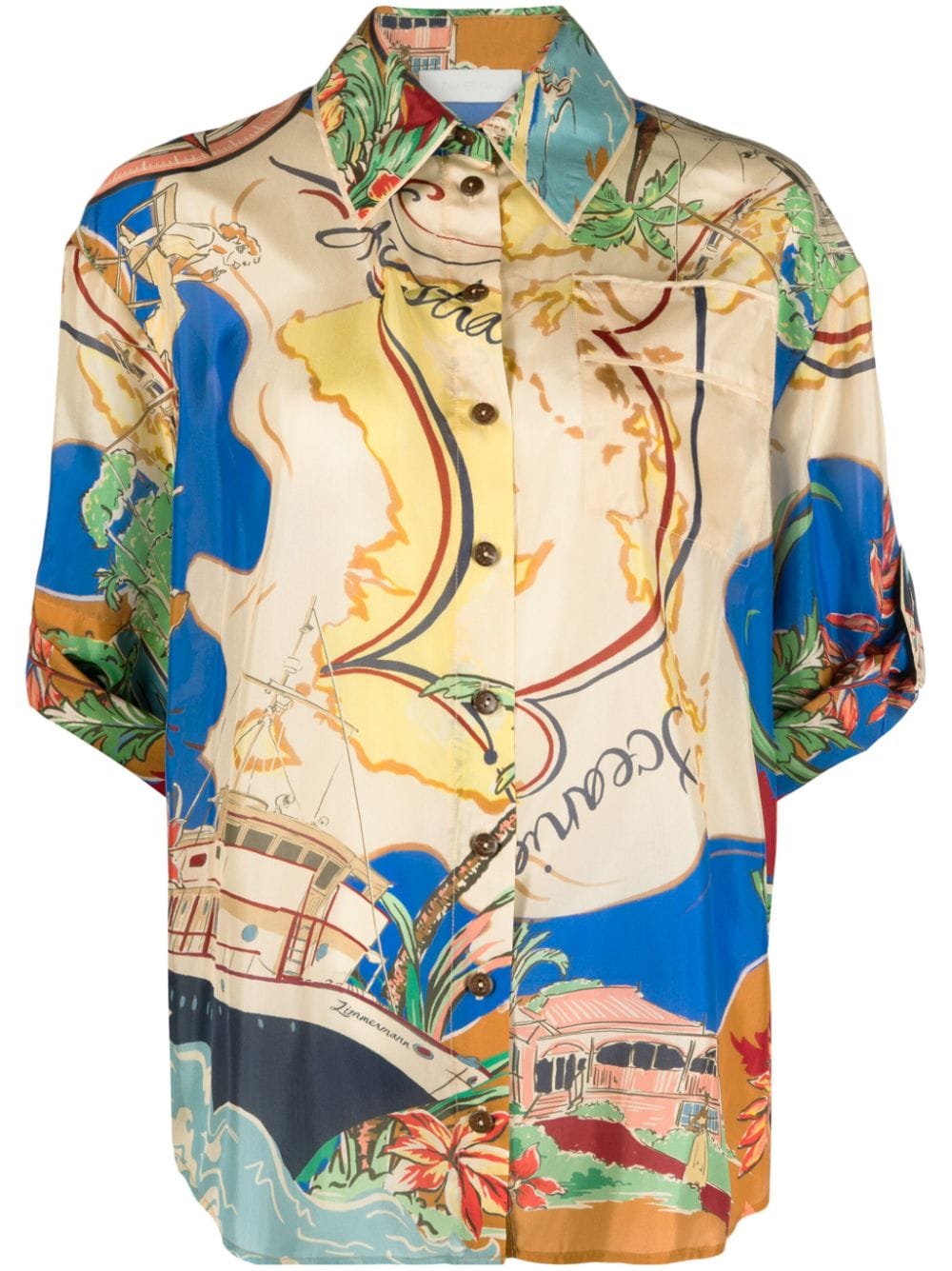 ZIMMERMANN Alight Nautical Map-print shirt - Neutrals von ZIMMERMANN