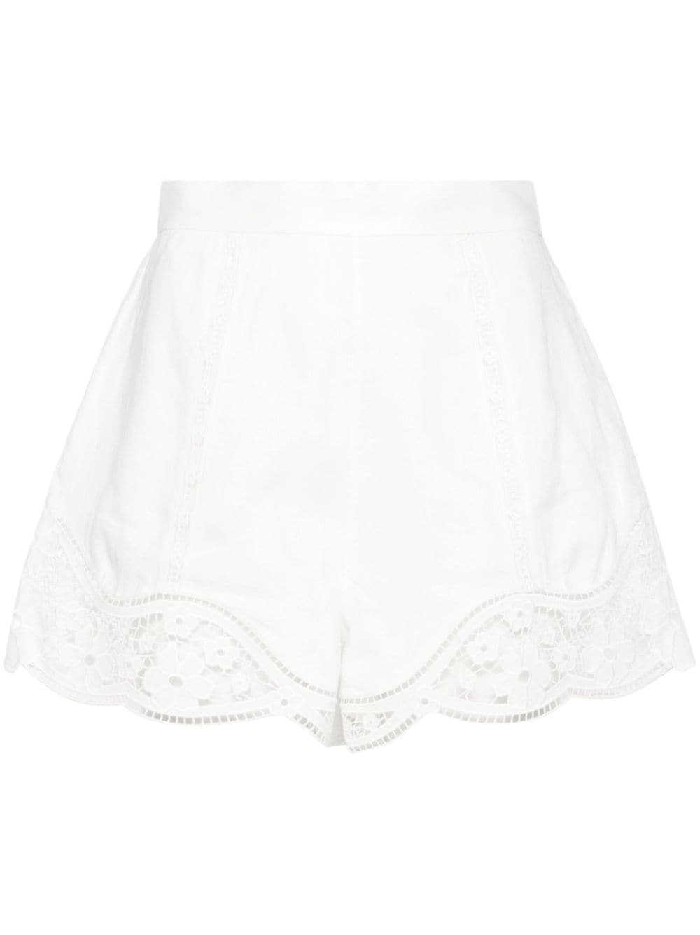 ZIMMERMANN August broderie high-waisted shorts - White von ZIMMERMANN