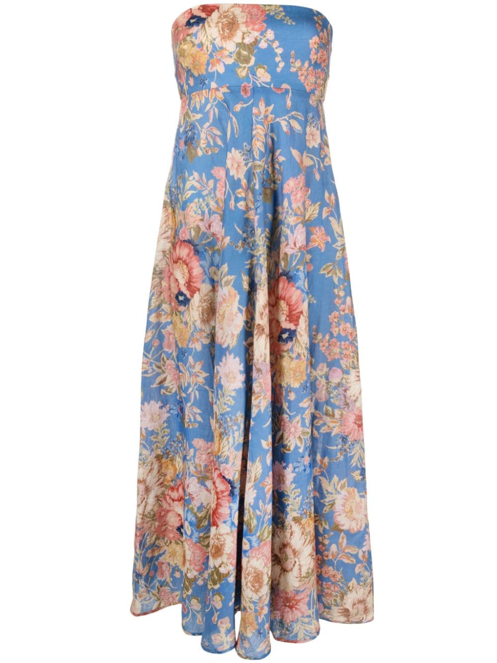 ZIMMERMANN August floral-print strapless dress - Blue von ZIMMERMANN