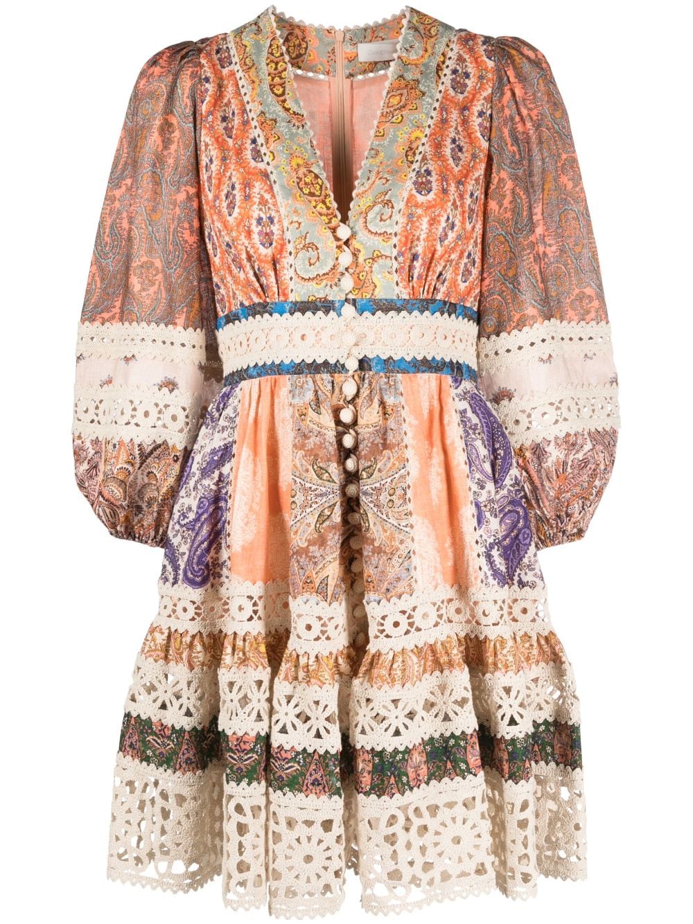 ZIMMERMANN Devi paisley-print linen minidress - Neutrals von ZIMMERMANN