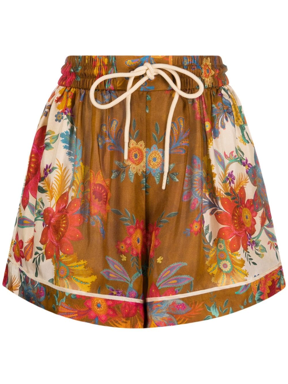 ZIMMERMANN Ginger floral-print silk shorts - Neutrals von ZIMMERMANN