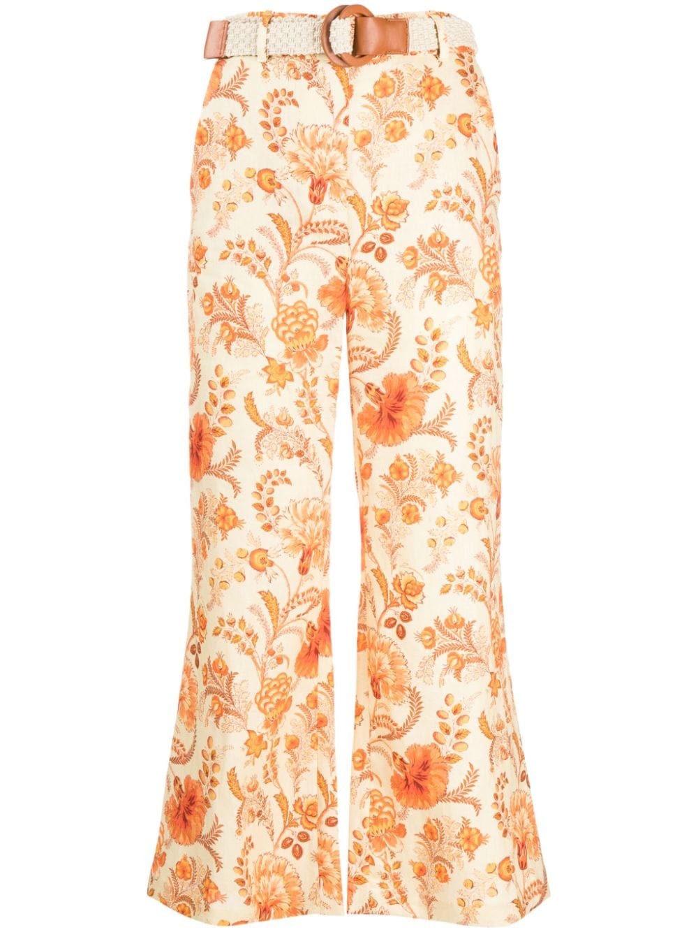 ZIMMERMANN Junie floral-print linen trousers - Orange von ZIMMERMANN