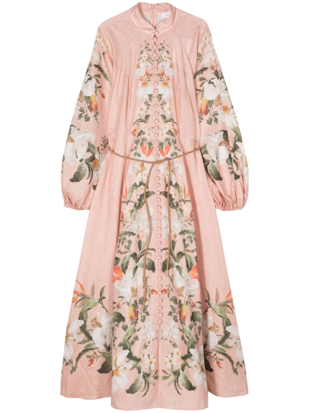 ZIMMERMANN Lexi Billow linen midi dress - Pink von ZIMMERMANN