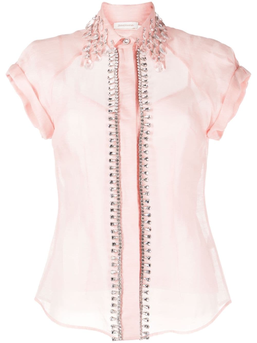 ZIMMERMANN Matchmaker Diamante linen-blend blouse - Pink von ZIMMERMANN