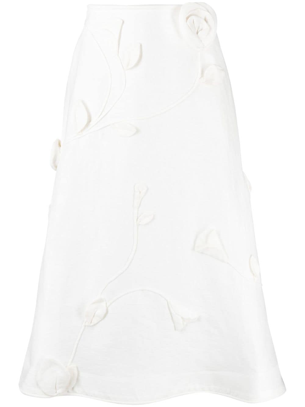 ZIMMERMANN Matchmaker floral-appliqué linen skirt - Neutrals von ZIMMERMANN