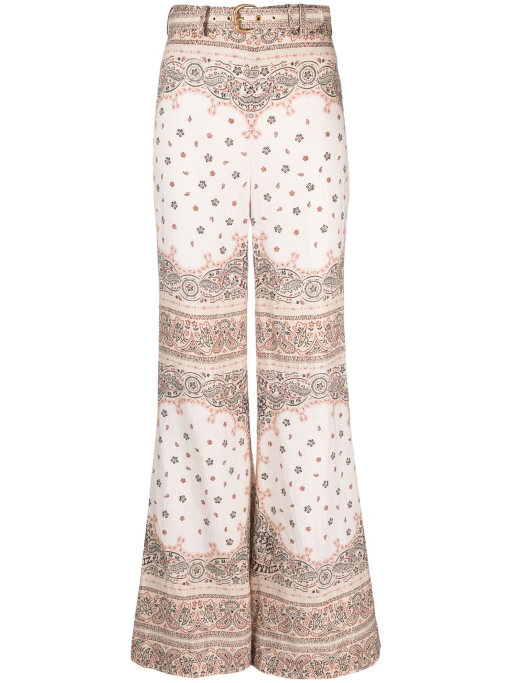 ZIMMERMANN bandana-print linen trousers - Neutrals von ZIMMERMANN