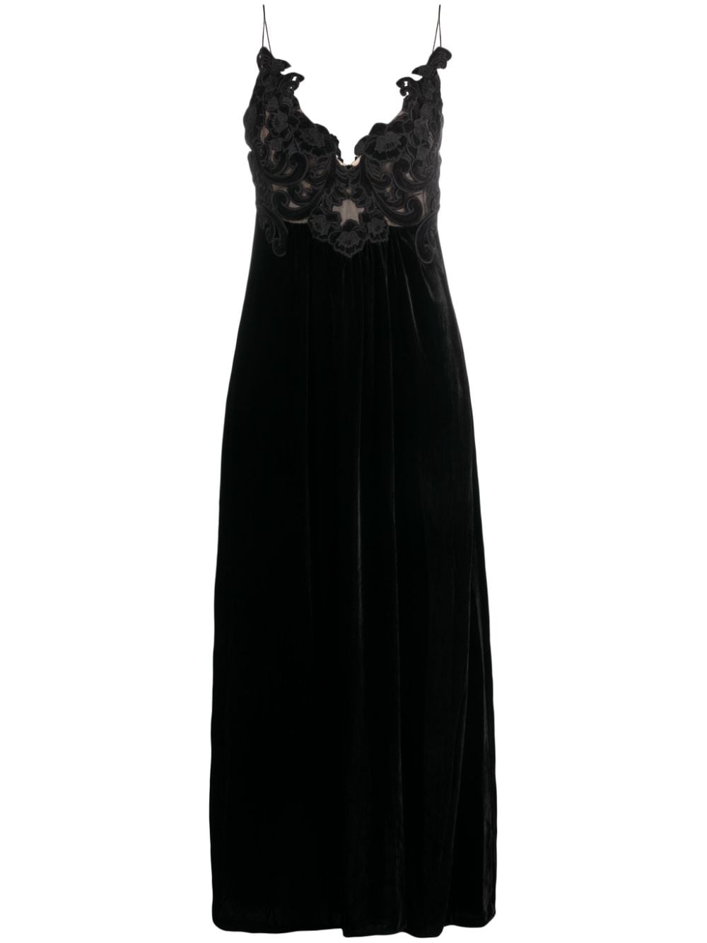 ZIMMERMANN floral-embellished velvet A-line dress - Black von ZIMMERMANN