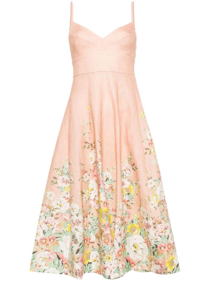 ZIMMERMANN floral-print A-line linen dress - Pink von ZIMMERMANN