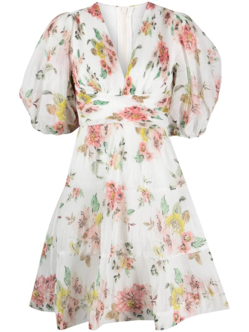 ZIMMERMANN floral-print puff-sleeve minidress - White von ZIMMERMANN