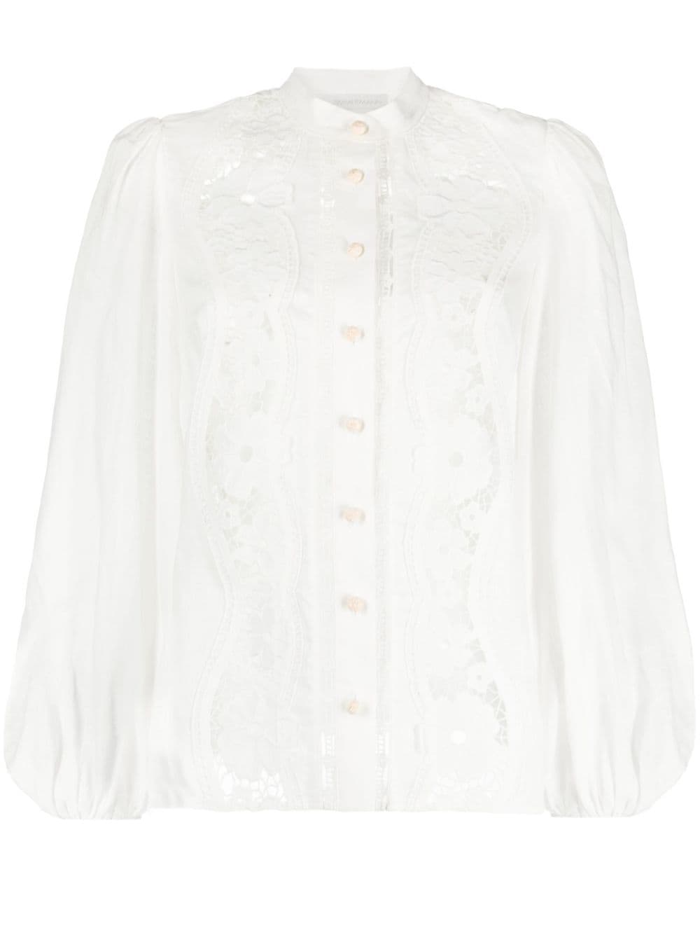 ZIMMERMANN guipure-lace puff-sleeve shirt - White von ZIMMERMANN