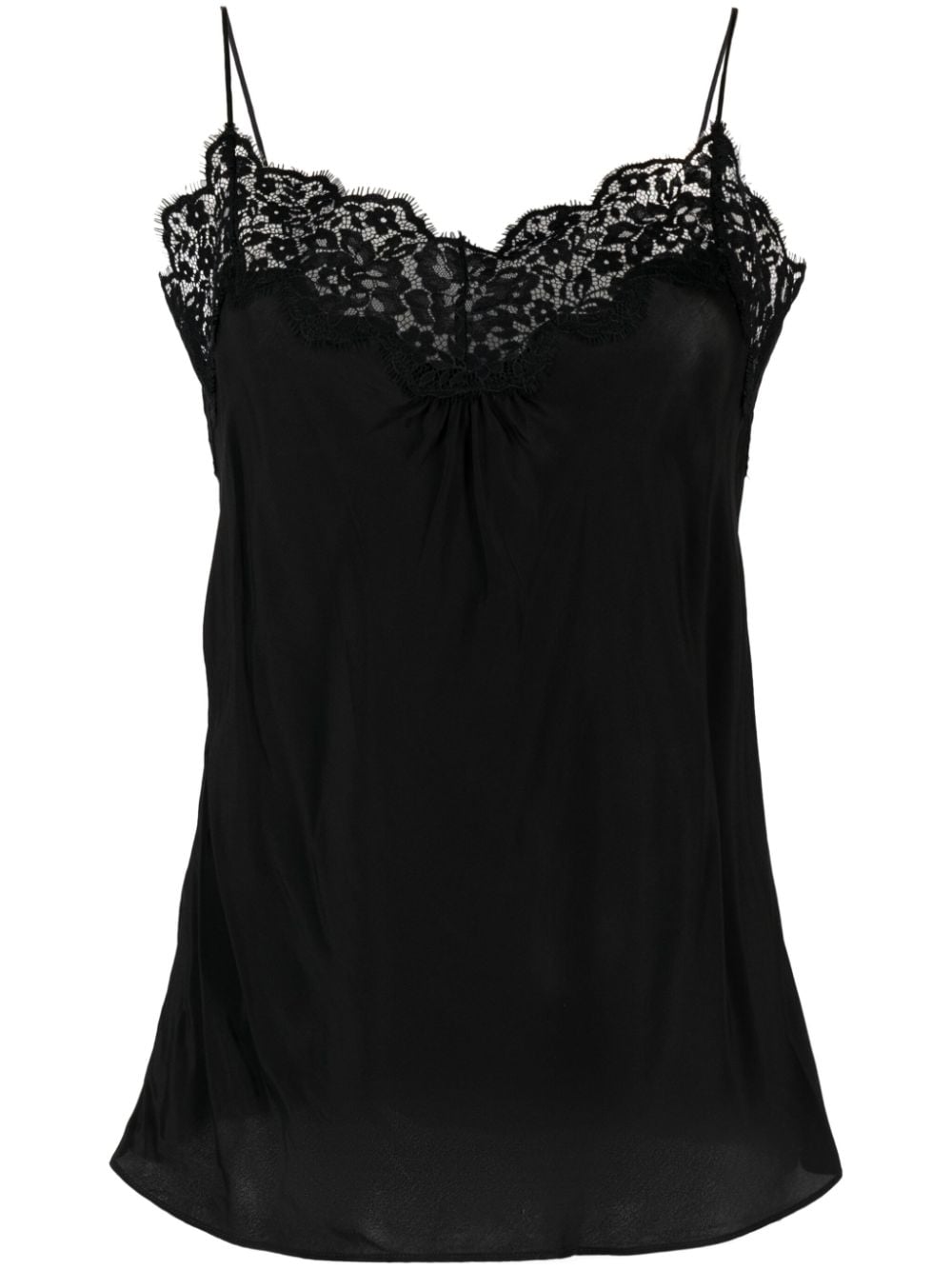 ZIMMERMANN lace-trim ruched tank top - Black von ZIMMERMANN