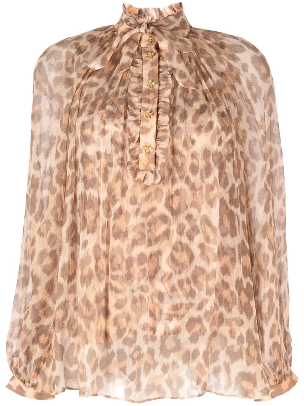 ZIMMERMANN leopard-pattern pussy-bow blouse - Brown von ZIMMERMANN