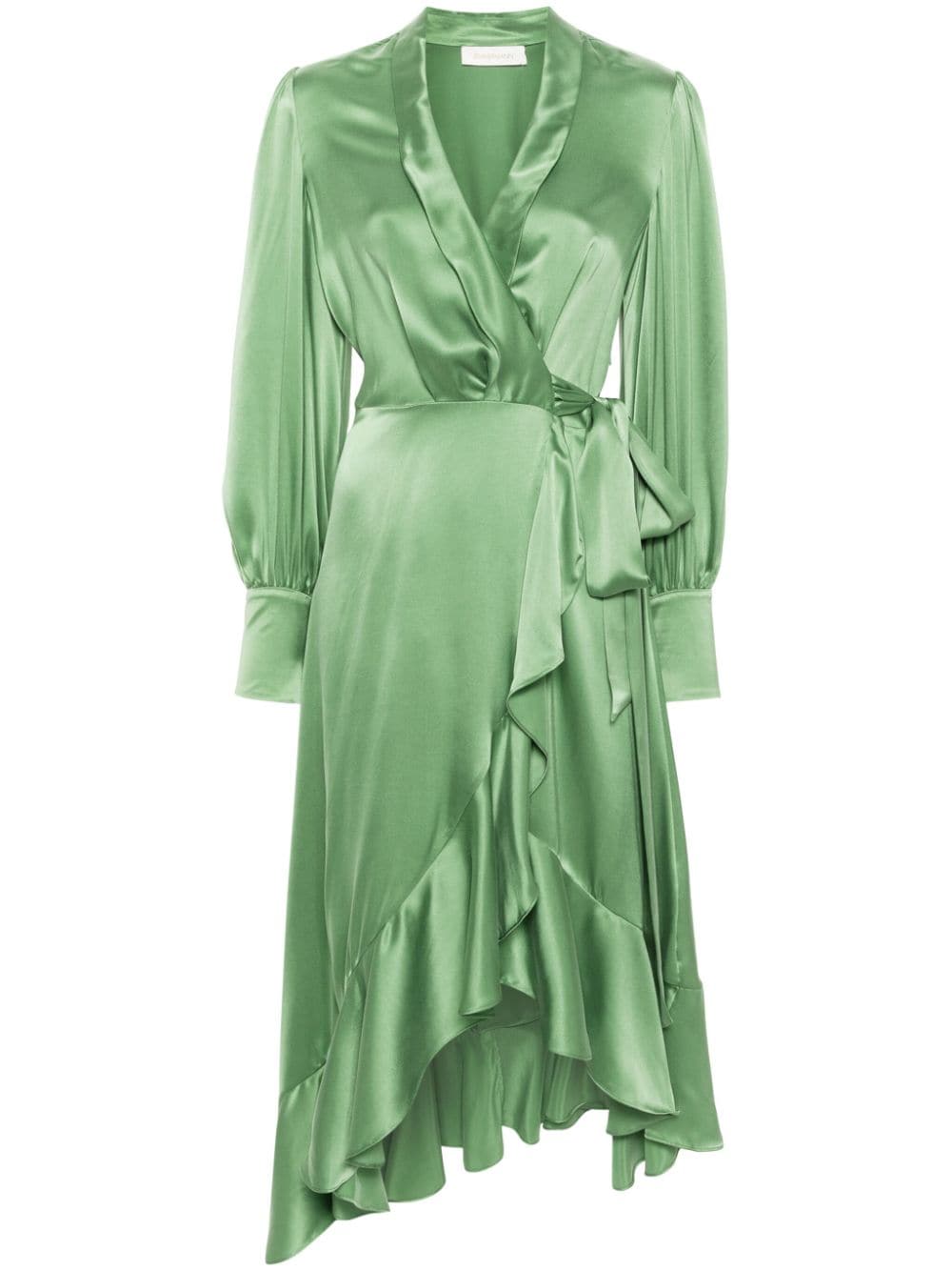 ZIMMERMANN ruffle-detail silk wrap dress - Green von ZIMMERMANN