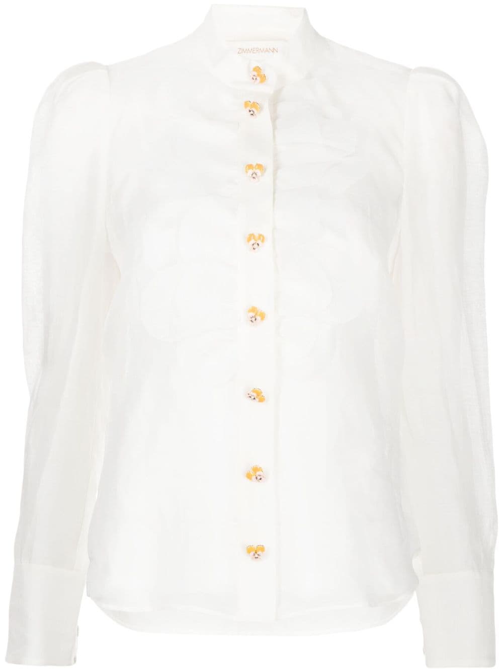 ZIMMERMANN semi-sheer ruffled shirt - White von ZIMMERMANN