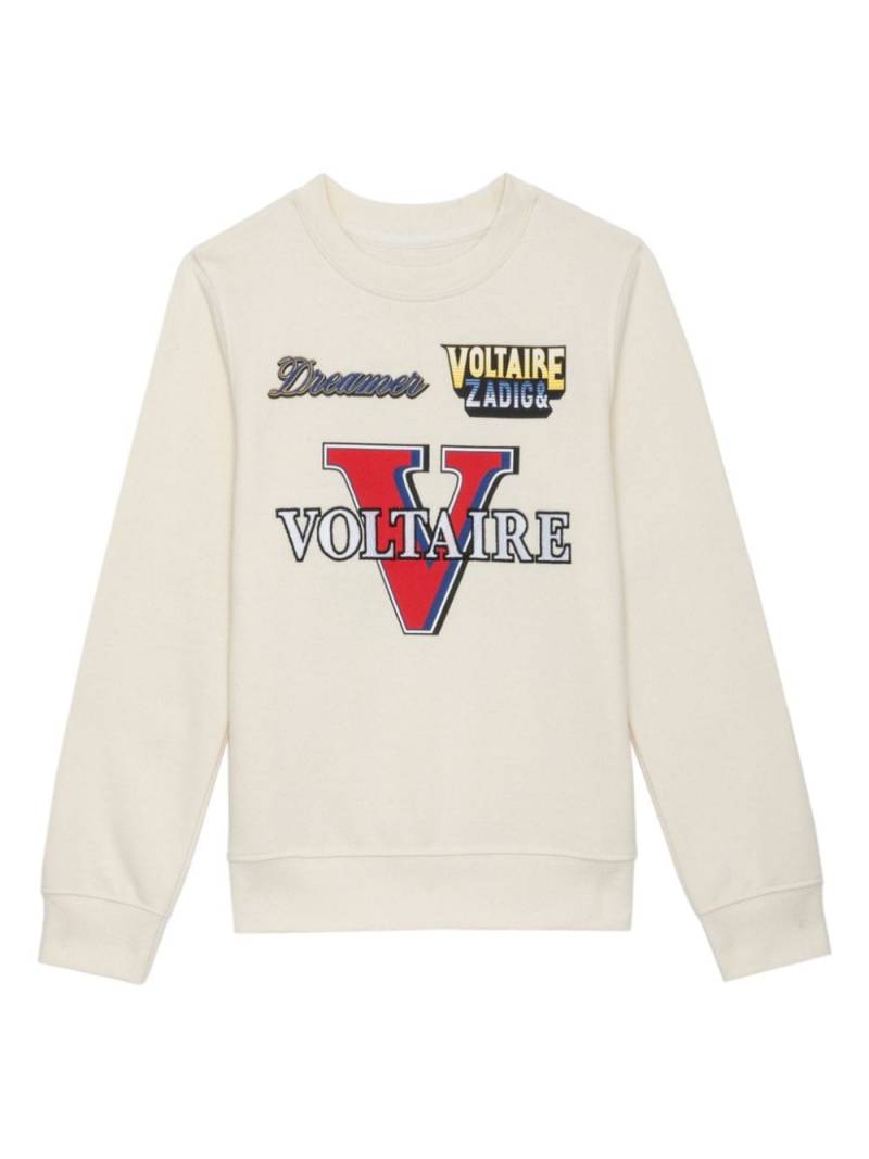 Zadig & Voltaire Kids Voltaire-print long-sleeve T-shirt - Neutrals von Zadig & Voltaire Kids