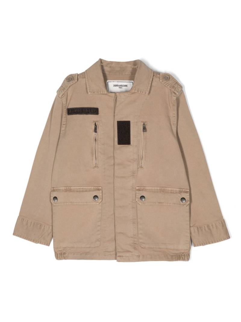 Zadig & Voltaire Kids embroidered-logo twill jacket - Neutrals von Zadig & Voltaire Kids