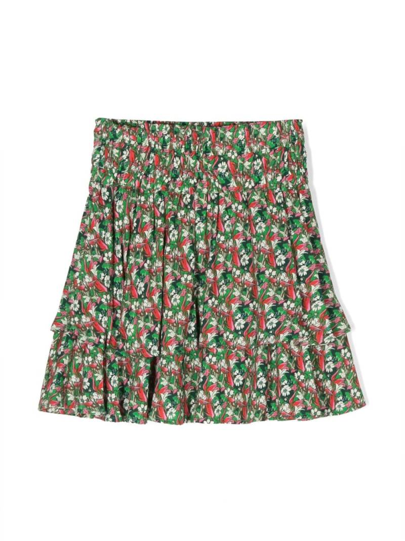 Zadig & Voltaire Kids floral-print tiered skirt - Green von Zadig & Voltaire Kids